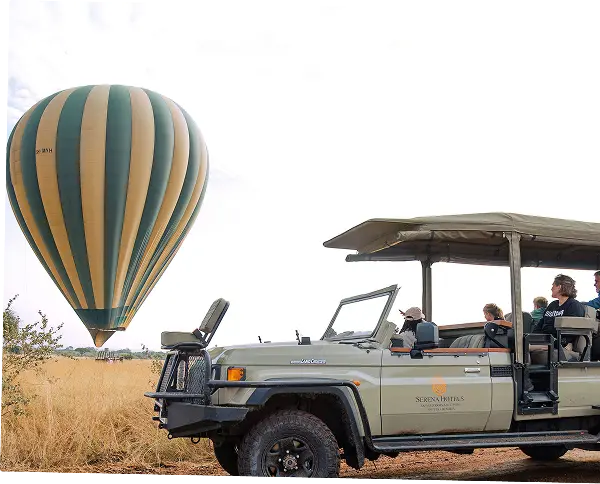 Hot air balloon safari over the African savanna